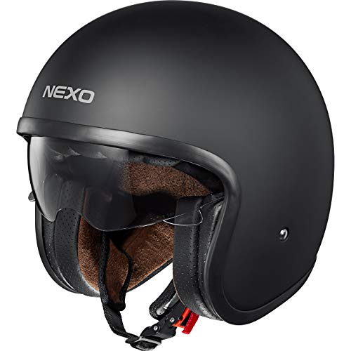 Nexo Casco de jet Casco de motocicleta Estilo urbano, cierre de trinquete, almohadillas removibles y lavables, 1.050 g, Prueba: ECE 22/05, termoplástico, diferentes diseños, XS - XL