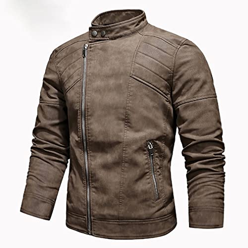 Chaqueta Cuero Hombre Motocicleta Nueva Chaqueta Cuero PU Hombre Más Terciopelo Solapa Grande Código Europeo Tapeta Oblicua Cremallera Versión Coreana Otoño E Invierno Chaqueta C,M