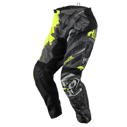 O'Neal | Pantalones de Motocross | Bicicleta de Montaña MX | Ajuste para un máximo Rango de Movimiento, Transpirable y Duradero | Pantalones Element Ride | Adulto | Negro Amarillo Neón | Talla 40/56