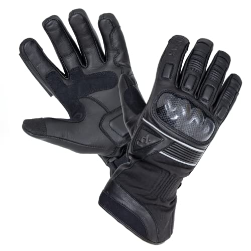 MAXAX Guantes de Moto de Invierno Aprobados por la CE, 1KP Guante de Moto de Invierno Aprobado, Impermeable y térmico, Cuero y Textil Genuino, Multi-Refuerzo y protección, Mujeres y Hombres