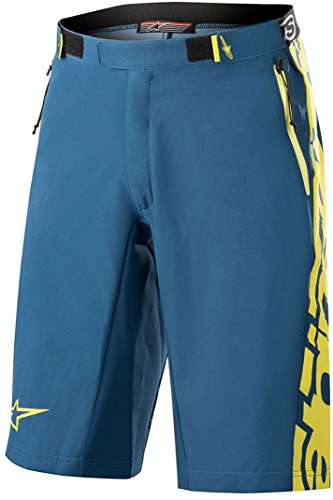 Alpinestars Pantalones Cortos Mesa Poseidon Azul/Amarillo Ácido, Talla (28)