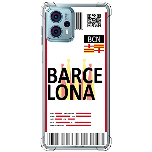 Movilshop Funda Antigolpes para Motorola Moto G23 4G Billete de Avión [ Barcelona ] Esquina Reforzada Silicona 1.5mm de Grosor Flexible Transparente Bumper Gel TPU