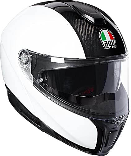 AGV Sportmodular Casco de Motocicleta, Hombre, Carbon/White, M