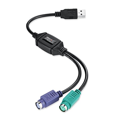 perixx PERIPRO-401 - Adaptador PS2 a USB - para teclado y ratón con interfaz PS2 - Compatible con puerto PS2 de conmutador KVM - IC USB incorporado