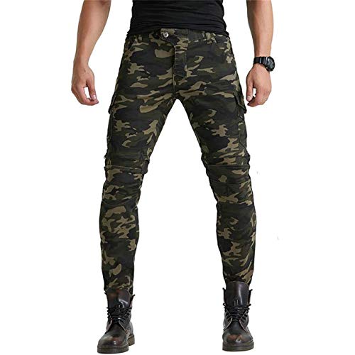 Pantalones De Motociclista Para Hombres, Pantalones De Carreras De Motocross, De Esterilla Protectora Extraíble, Pantalones De Moto Anticaídas, Pantalones De Camuflaje (XXL)