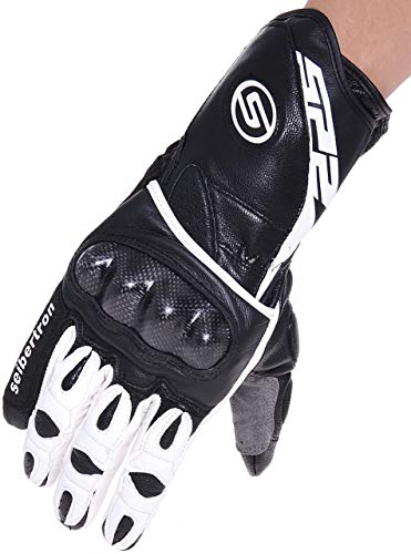 Seibertron Cuero SP2 SP-2 Hombres On-Road Guantes de Moto de Cuero Genuino Motocross Motobike Carreras de Motos Guantes Deportivos Blanco S