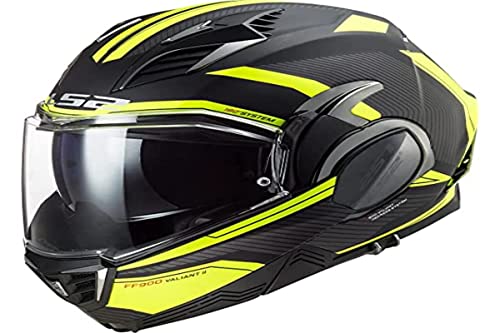 LS2, casco de moto modular VALIANT II revo negro amarillo, XS
