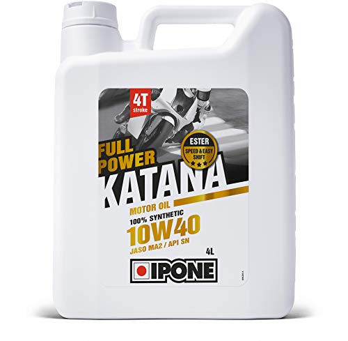 IPONE - Aceite Motor Moto 4 Tiempos 10W40 Full Power Katana - Lubricante 100% Sintético con Ésteres - Alto Rendimiento - Cambio de Marcha más Fluido