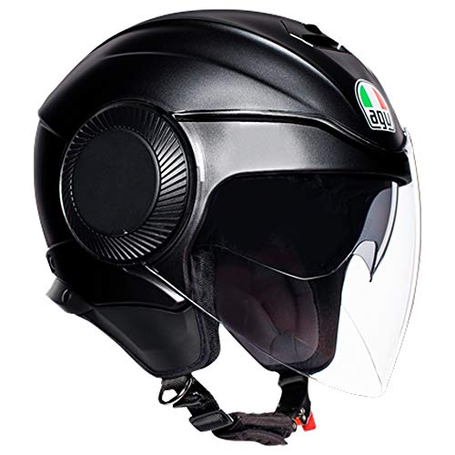 AGV Abierto E2205 Orbyt Solid Casco Moto Jet, Hombre, Negro Mate, Large