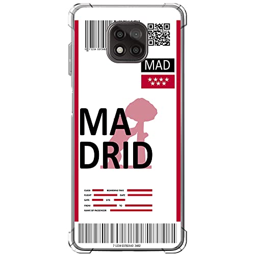 Movilshop Funda Antigolpes para Motorola Moto G Power 2021 Billete de Avión [ Madrid ] Esquina Reforzada Silicona 1.5mm de Grosor Flexible Transparente Bumper Gel TPU