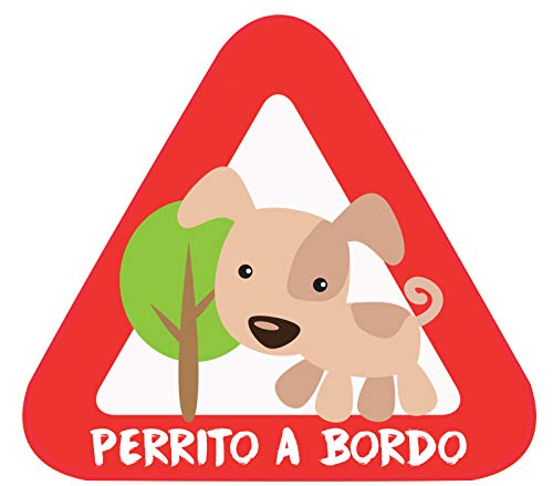 Pegatina Bebé a Bordo. Adhesivo vinilo para coche o moto. Sticker 15 x 13,7 cm. 39. Perrito