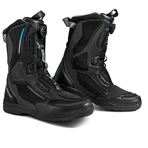 SHIMA STRATO LADY WP, Impermeables Botas Moto Mujere | Transpirables, Reforzadas, Ligeras Botas de Moto Adventure Touring con Sistema de Cierre Rápido ATOP, Protección de Tobillos (Negro, 38)