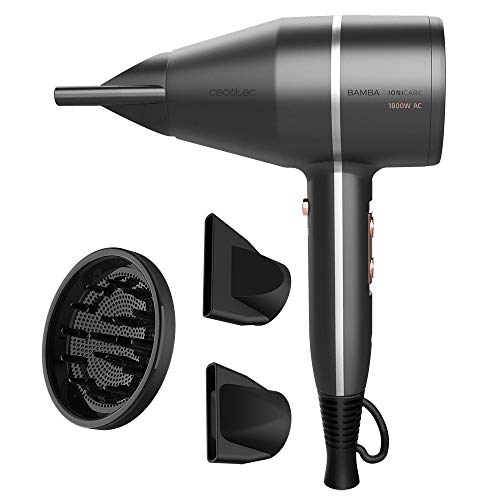 Cecotec Secador de pelo Ionico Bamba IoniCare 5500 PowerStyle, de diseño con motor AC, de gran caudal de aire, con iones reales, sistema Perfect Colour, con difusor y accesorios profesionales