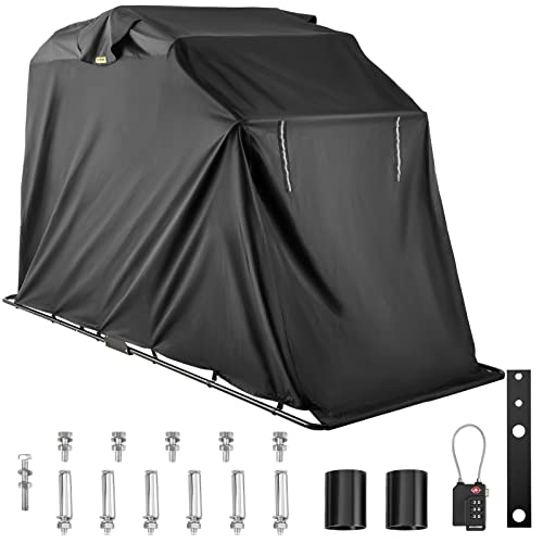 VEVOR Funda Moto de Tela Oxford 600D, Cubierta de La Motocicleta Tamaño L, Funda para Moto, a Prueba de UV, Lluvia, Polvo, Impermeable Cubierta, Color Negro (345 cm x 137 cm x 180 cm con Candado)