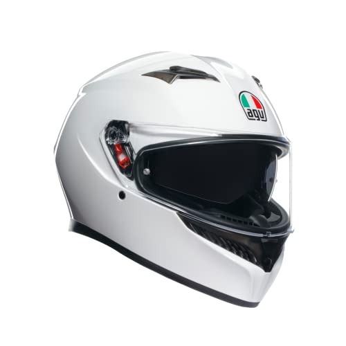 AGV K3 ECE 22-06 Mono, Casco Moto Integral ECE 22-06 con Pantalla Parasol, Blanco Seda, S