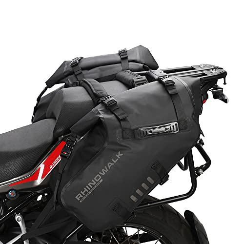 Rhinowalk Bolsas de Sillín de Motocicleta Impermeables Anti-Vibración Bolsas Laterales Bolsa de Hombro de Motocicleta 28L(14L*2) para la mayoría de los bastidores de Motocicletas Deportivas, 1 Par