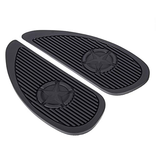 C-FUN Par Motocicleta Cafe Racer Tanque De Combustible Cap Pad Protector Etiqueta Engomada De Goma Pegatina Universal - Negro