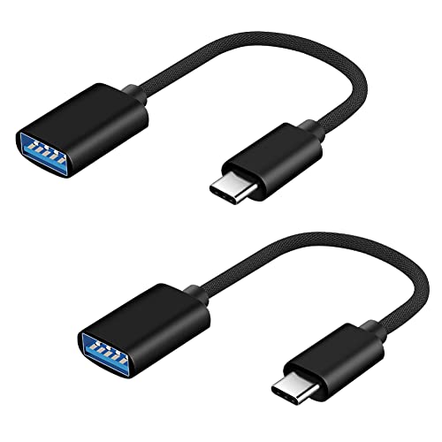 Seminer Adaptador USB C a USB 2.0 (Paquete de 2), Adaptador USB Tipo C Macho a USB Hembra, Conector de Cable OTG Tipo C Compatible con MacBook 2019/2018, Samsung Galaxy S20 / S20 + y Más (Negro)