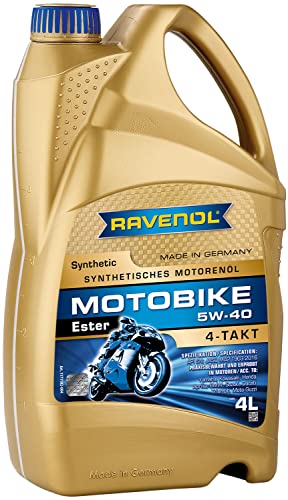 RAVENOL J1V1002 SAE 5W-40 Aceite de motocicleta de 4 tiempos - 4-T Ester sintético completo JASO MA/MA2 (4 litros)