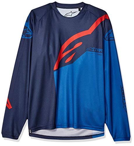 Alpinestars Youth Racer Factory LS Jersey Youth Racer Factory LS Jersey para niño, Niños, Color Dark Navy Mid Blue Red, tamaño Medium