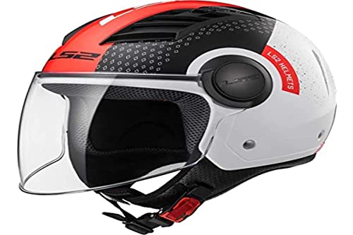 LS2, Casco jet de moto Airflow condor, L, negro blanco rojo