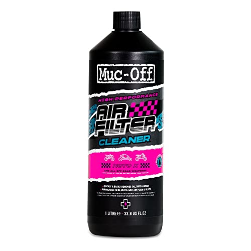 Muc-Off Limpiador de Filtro de Aire, 1 Litro – Limpiador de Filtro para Motocross y Deportes de Motor – Limpia Filtros de Moto Biodegradable - Elimina Aceite y Suciedad para Máxima Potencia