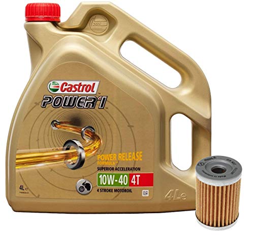 Castrol Kit Duo Power 1 Aceite de Motores 10W-40 4T 4L + Filtro Mahle OX407