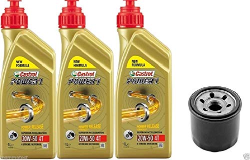 MgKit Kit de revisión de 3 litros de Aceite Castrol Power 1 20W50 + Filtro de Aceite BM W F650GS