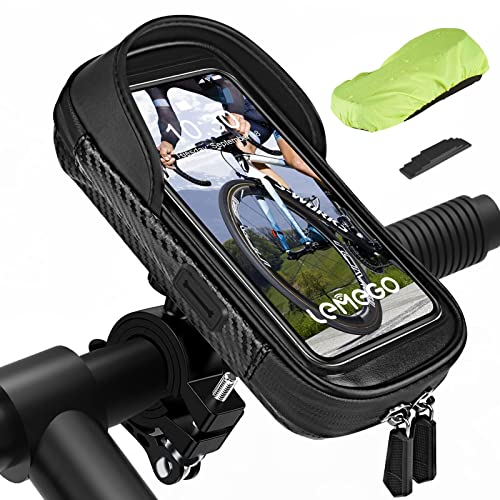 LEMEGO Soporte Movil Bicicleta Moto Impermeable, Bolsa Manillar Bicicleta Moto Scooter Patinete Electrico con Cubierta, Porta Móvil Rotación 360 Grados para Teléfono 4.7-7 Pulgadas