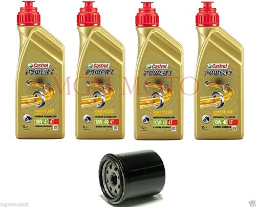 Kit de revisión 4 aceite Castrol 10W40 Power 1 + filtro de aceite Yamaha FZ6 Fazer