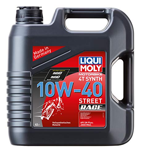 Liqui Moly 20754 - Aceite de motor de alto rendimiento, Motorbike, 4T, Synth, 10W-40, Street Race, Booklet, 4 L