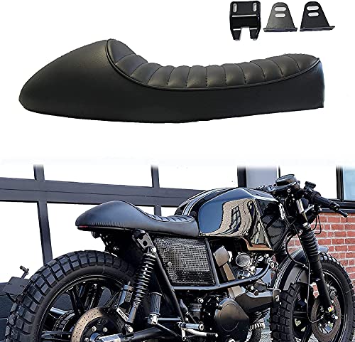 Cojín de la motocicleta Retro, asiento de Cafe Racer, sillín plano de mocoso para CB125S CB550 CL350 450 CB CL negro
