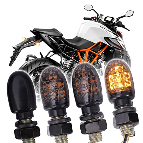 JMTBNO 4pcs Intermitentes Moto LED Luces de Señales de Giro Indicadores Pequeño Homologados 12V Mini Bombilla Impermeable Universal M8 para Cruiser Bobber Chopper Scooter Cafe Racer Quad ATV