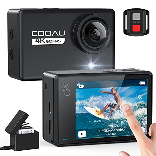 COOAU 2023 Nueva Cámara Deportiva WiFi 4K 24MP Pantalla Táctil con Flash, Camara Acuatica Sumergible 40M con EIS Mejorado, Micrófono Externo, Type-C, 170° Gran Angular, 2*1350mAh Baterías con Cargador