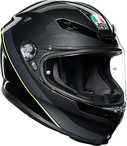 AGV K6 Casco de Motocicleta, Hombre, Minimal GUNMET/Black/Yellow FL, M-L