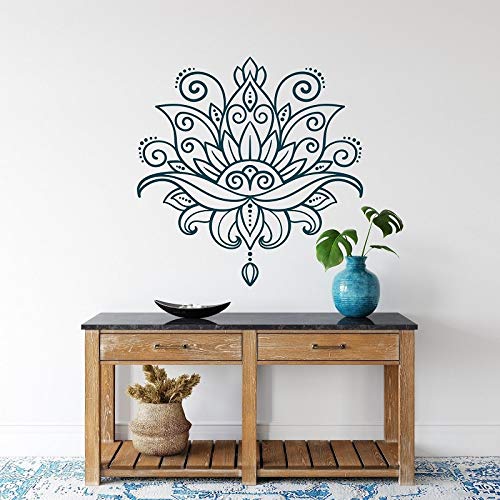 Lotus Wall Decal Mandala Tatuajes de pared Yoga Tatuajes de pared, Yoga Studio Art Deco Estilo bohemio Decoración del hogar Mural A5 58x57cm