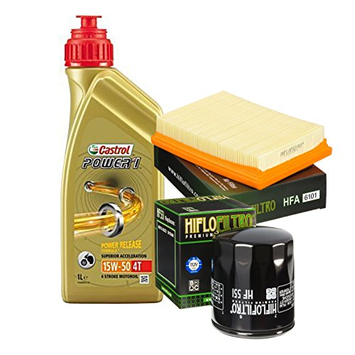 Kit Tagliando Moto Guzzi GRISO 850 2006 – 2011 4 x l Castrol Power 1 15 W50 1 x Filtro de aceite HiFlo hf551 – 1 x Filtro aire HiFlo hfa6101