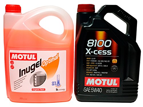 MOTUL Duo Aceite Motor y anticongelante 8100 X-Cess 5W40 5 LTS + Inugel Optimal -37ºC 5 LTS