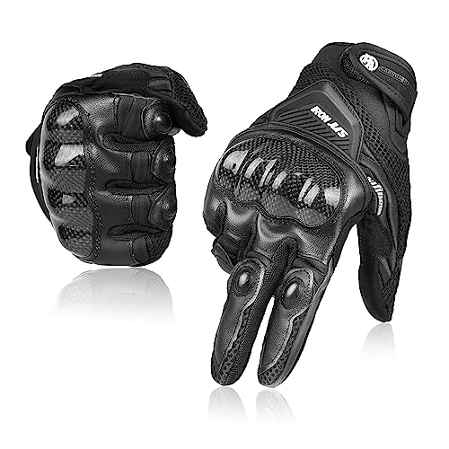 Guantes de Moto Transpirables Verano Off-road Racing Guantes de Moto de Cuero con Nudillos Completos Protección Almohadilla Pantalla Táctil.