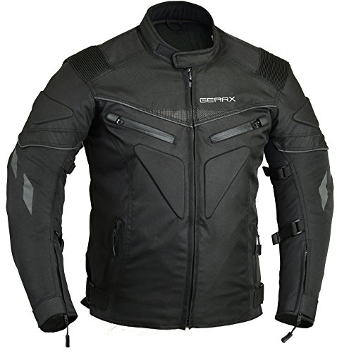 GearX Chaqueta protectora moto, acolchada, impermeable, reflectante, L