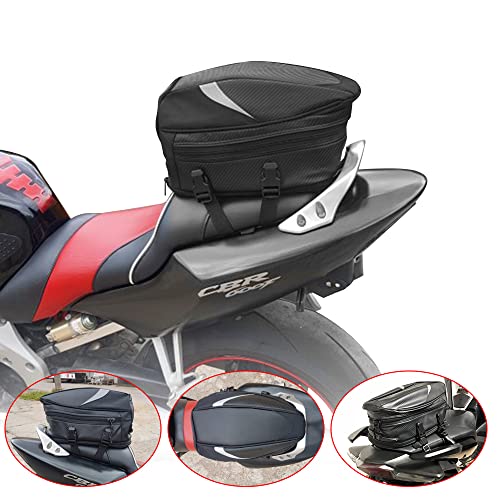 Bolsa de Asiento Moto Impermeable Bolsa Trasera Moto Bolsa de Equipaje Deportivo Multifuncional de Piel sintética para Casco de Motocicleta, Mochila de equitación, 18,5 litros