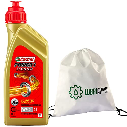 Aceite motor motos y scooters lubricante Castrol Power 1 scooter 4T 5W40 con bolsa multiusos 4x1lt