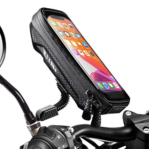 WACCET [Nueva Generación Soporte Movil Moto Impermeable Moto Smartphone Soporte con Cubierta de Lluvia Soporte Movil Scooter para Teléfonos Inteligentes de Menos de 6.5