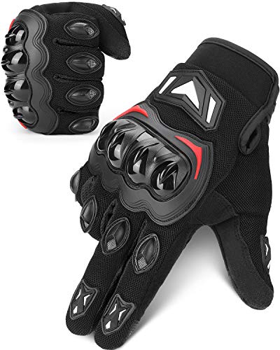 ISSYZONE Guantes Moto Homologados para Hombre y Mujer, Guantes de Moto Transpirables con Pantalla Táctil, Guantes de Verano Antideslizantes con Protección para Moto, Bicicleta, Deportes al Aire Libre