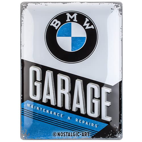 Nostalgic-Art BMW Garage Placa Decorativa, Metal, Multicolor, 30 x 40 cm