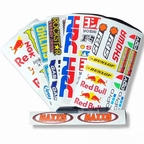 Kit de Adhesivos Pegatina para Motocross Enduro Sport Racing Sticker para Moto Scooter Quad Biclicleta Cascos Moto. Pegatina de Resina Ideal como Accesorio de Moto. Pegatinas silueteadas