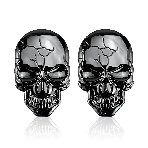 FainFun Pegatina Metálica Calavera, 2 Piezas Pegatinas Calaveras 3D, Pegatina de Metal 3D para Coche, Adhesivo Calavera Moto, Accesorios Decorativos Personalizados para Coches y Motos (Negro)