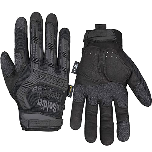 FREE SOLDIER Guantes de Moto para Hombre Verano Guantes Tácticos Militares Ideal para Motocross Ciclismo Airsoft Combate Alpinismo Guantes Dedo Lleno Negro M