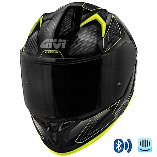 GIVI 50.9 Enigma Yellow Bluetooth Sena Intercom Integrado | Casco de Moto Integral con Visor Solar + Pinlock + Pantalla Oscura | Unisex Hombre y Mujer Homologado ECE 22.06 (M)