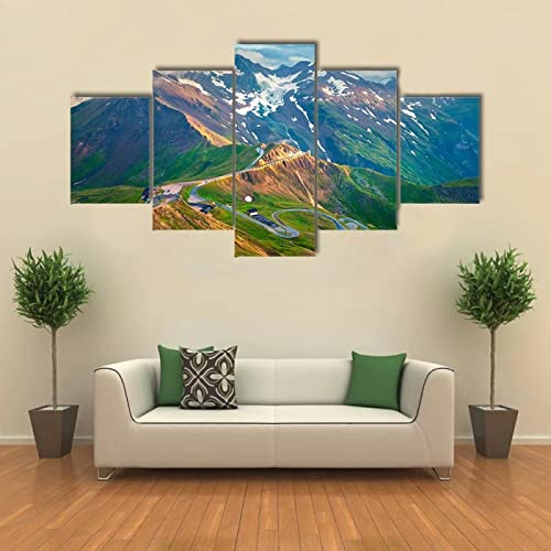 5 piezas impresiones en lienzo Vista desde el ojo pájaro carretera alpina Grossglockner 5 Piezas Cuadro sobre Lienzo,cuadro en lienzo 5 piezas,Pintura Decoración 5 Piezas,HD Mural Decor Hogareña